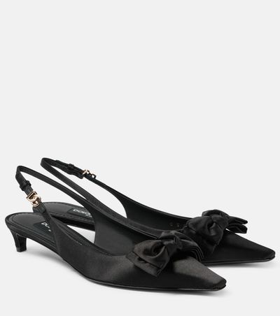 Dolce&Gabbana Dolce&Gabbana Bow-detail satin slingback pumps