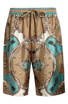 Dolce&Gabbana Dolce&Gabbana Cavallo Print Silk Bermuda Shorts