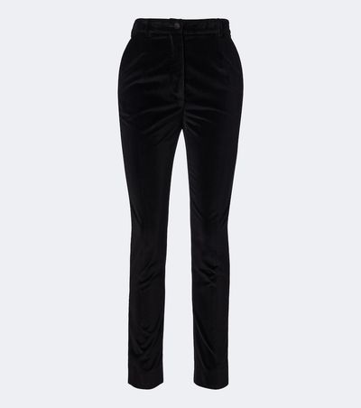 Dolce&Gabbana Dolce&Gabbana Cotton and silk-blend velvet slim pants