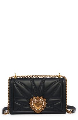 Dolce&Gabbana Dolce&Gabbana Devotion Logo Heart Lambskin Crossbody Bag