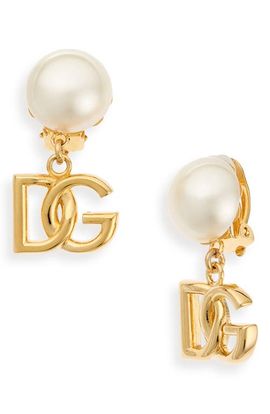 Dolce&Gabbana Dolce&Gabbana DG Charm Imitation Pearl Clip-On Earrings