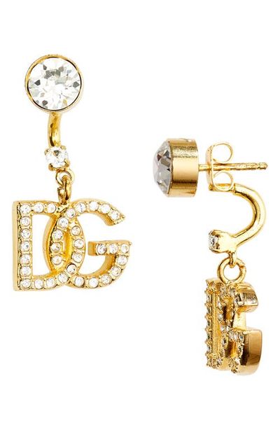 Dolce&Gabbana Dolce&Gabbana DG Crystal Logo Drop Back Earrings