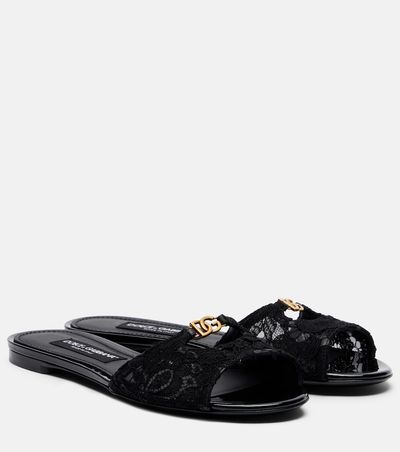 Dolce&Gabbana Dolce&Gabbana DG leather-trimmed lace slides