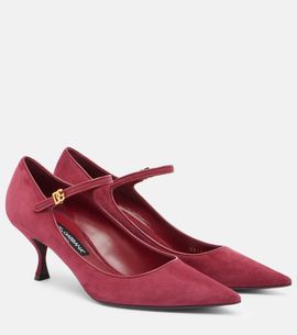 Dolce&Gabbana Dolce&Gabbana DG leather-trimmed suede Mary Jane pumps
