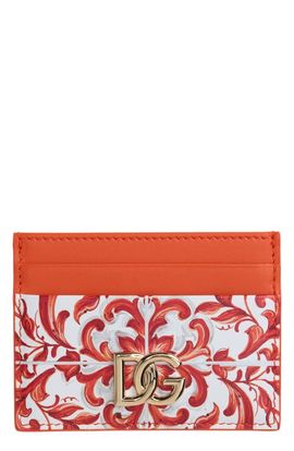 Dolce&Gabbana Dolce&Gabbana DG Logo Majolica Print Leather Card Case