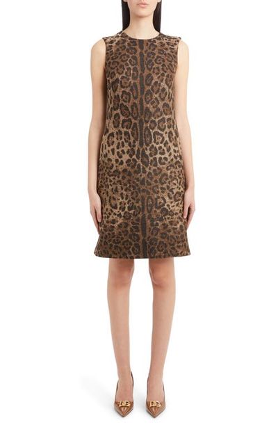 Dolce&Gabbana Dolce&Gabbana Dégradé Leopard Print Wool Blend Shift Dress