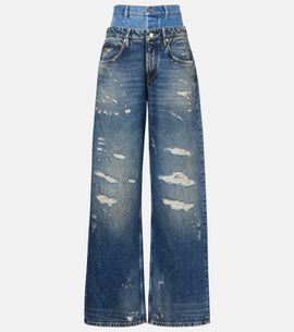 Dolce&Gabbana Dolce&Gabbana Distressed layered high-rise wide-leg jeans