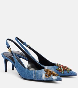 Dolce&Gabbana Dolce&Gabbana Embellished 60 denim slingback pumps