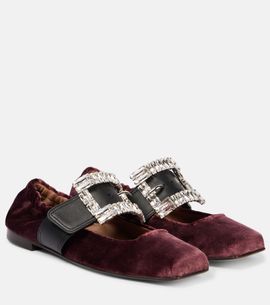 Dolce&Gabbana Dolce&Gabbana Embellished leather-trimmed velvet flats