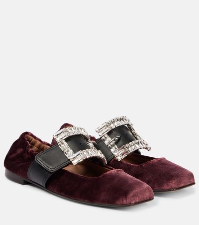 Dolce&Gabbana Dolce&Gabbana Embellished leather-trimmed velvet flats