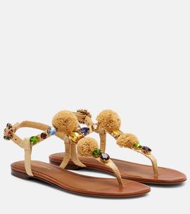 Dolce&Gabbana Dolce&Gabbana Embellished raffia-effect thong sandals