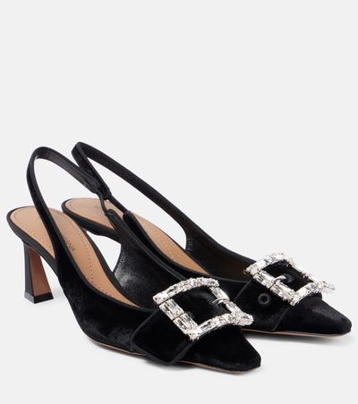 Dolce&Gabbana Dolce&Gabbana Embellished velvet slingback pumps