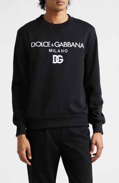 Dolce&Gabbana Dolce&Gabbana Embroidered Logo Cotton French Terry Graphic Sweatshirt
