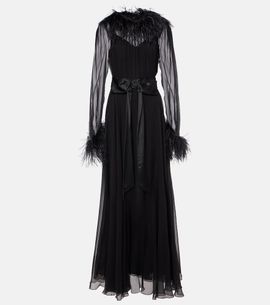 Dolce&Gabbana Dolce&Gabbana Feather-trimmed silk chiffon gown