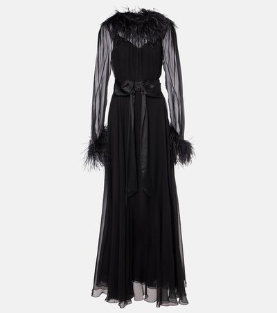 Dolce&Gabbana Dolce&Gabbana Feather-trimmed silk chiffon gown