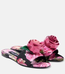 Dolce&Gabbana Dolce&Gabbana Floral-appliqué brocade slides