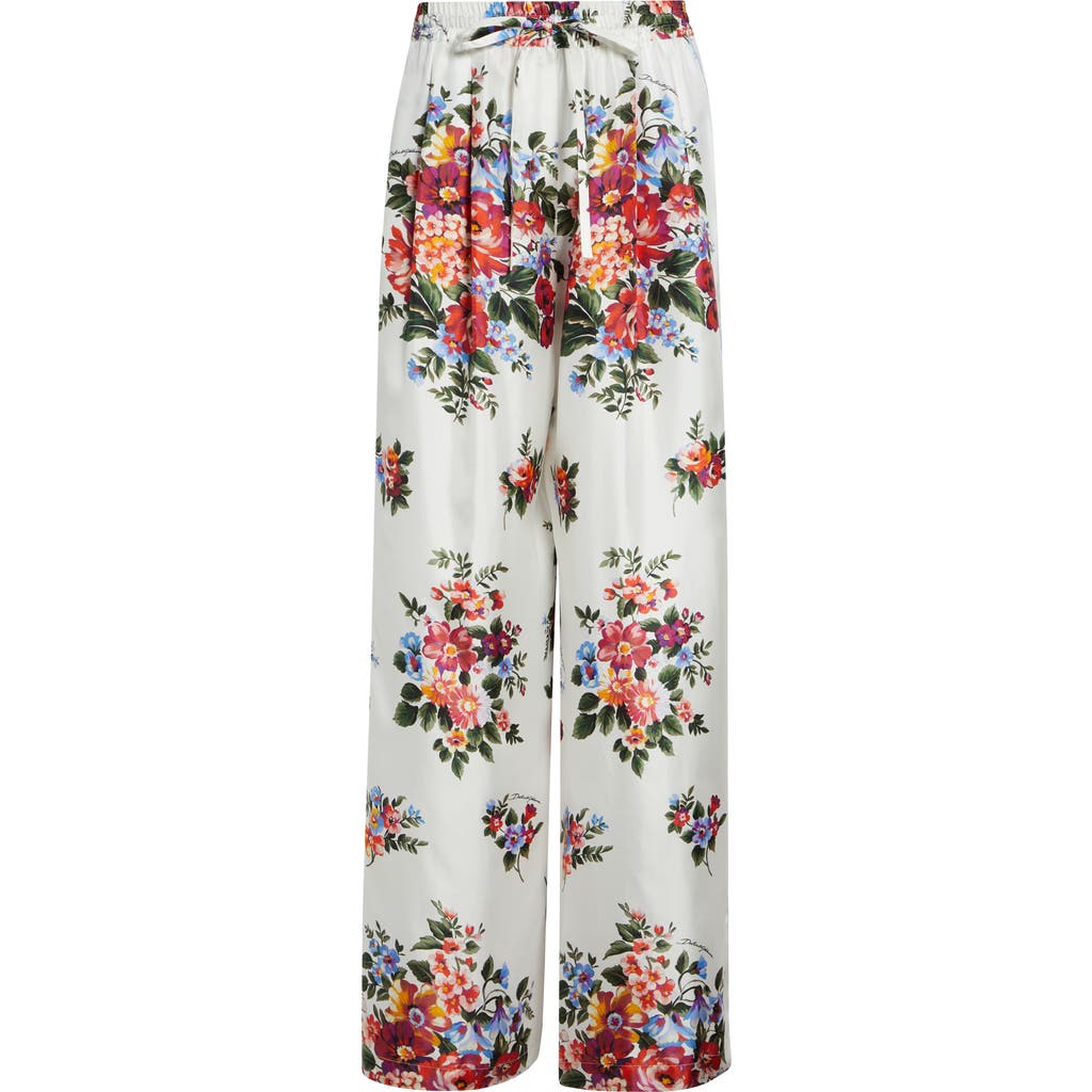 Dolce&Gabbana Dolce&Gabbana Floral Bouquet Print Silk Twill Drawstring Pants