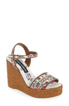 Dolce&Gabbana Dolce&Gabbana Floral Embroidered Espadrille Wedge Sandal
