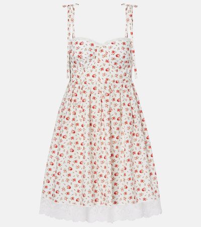 Dolce&Gabbana Dolce&Gabbana Floral lace-trimmed cotton-blend poplin minidress