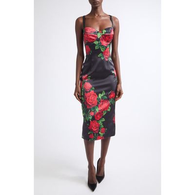 Dolce&Gabbana Dolce&Gabbana Floral Silk Satin Midi Dress