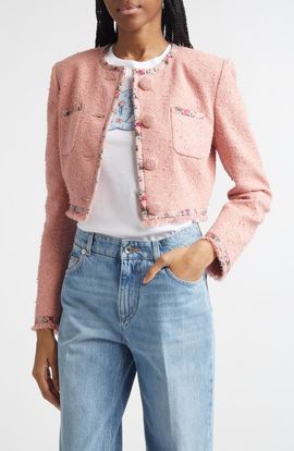 Dolce&Gabbana Dolce&Gabbana Floral Trim Crop Tweed Jacket