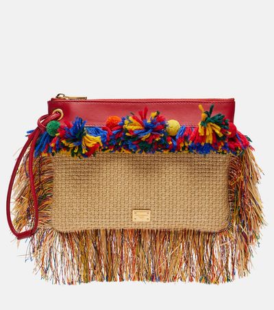 Dolce&Gabbana Dolce&Gabbana Fringed raffia-effect pouch