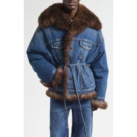 Dolce&Gabbana Dolce&Gabbana Genuine Shearling Trim Denim Trucker Jacket