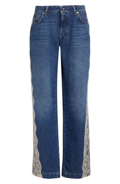 Dolce&Gabbana Dolce&Gabbana Lace Panel High Waist Straight Leg Jeans