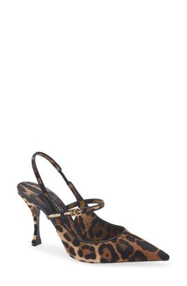 Dolce&Gabbana Dolce&Gabbana Leopard Pointed Toe Genuine Calf Hair Slingback Pump