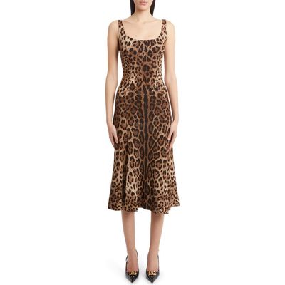 Dolce&Gabbana Dolce&Gabbana Leopard Print Cady Fit & Flare Dress