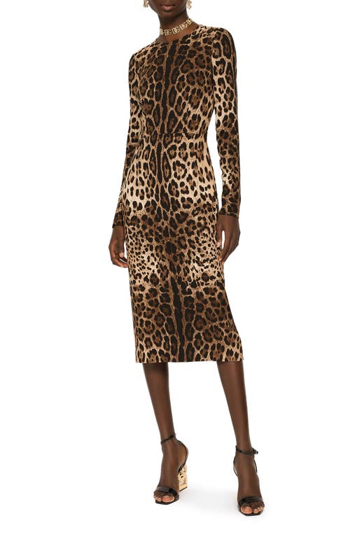 Dolce&Gabbana Dolce&Gabbana Leopard Print Long Sleeve Sheath Dress