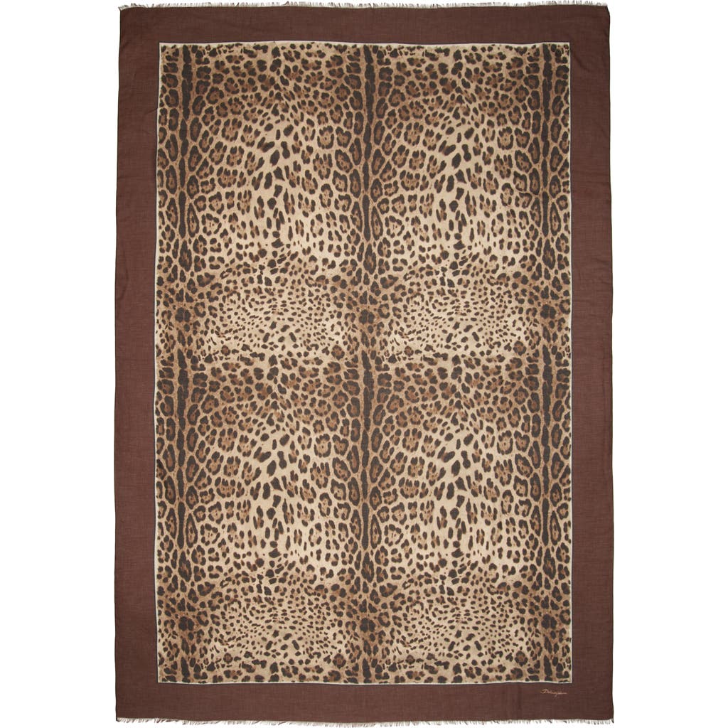 Dolce&Gabbana Dolce&Gabbana Leopard Print Signature Border Scarf
