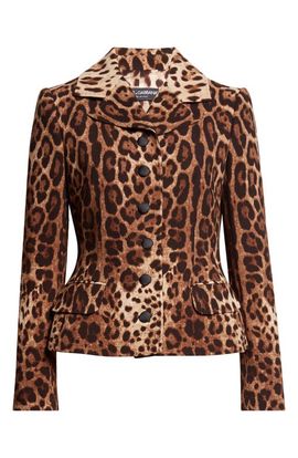 Dolce&Gabbana Dolce&Gabbana Leopard Print Single Breasted Wool Crepe Jacket