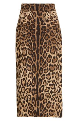 Dolce&Gabbana Dolce&Gabbana Leopard Print Stretch Cady Pencil Skirt