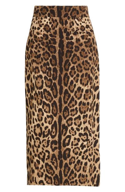 Dolce&Gabbana Dolce&Gabbana Leopard Print Stretch Cady Pencil Skirt