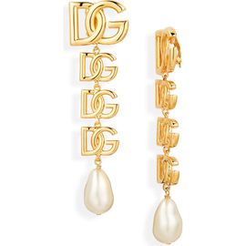 Dolce&Gabbana Dolce&Gabbana Logo Imitation Pearl Clip-On Drop Earrings