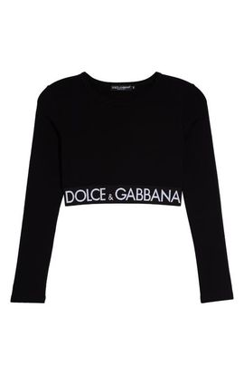 Dolce&Gabbana Dolce&Gabbana Logo Waistband Long Sleeve Stretch Cotton Crop Top