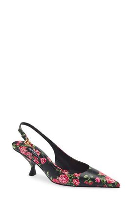 Dolce&Gabbana Dolce&Gabbana Lollo Rose Print Kitten Heel Slingback Pump