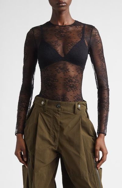 Dolce&Gabbana Dolce&Gabbana Long Sleeve Sheer Floral Lace Bodysuit