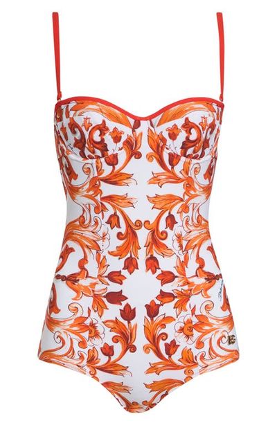 Dolce&Gabbana Dolce&Gabbana Majolica Balconette One-Piece Swimsuit