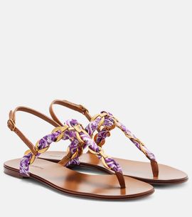 Dolce&Gabbana Dolce&Gabbana Majolica leather-trimmed satin thong sandals