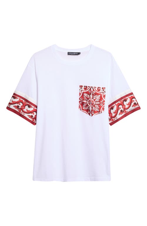Dolce&Gabbana Dolce&Gabbana Majolica Print Cotton & Silk Pocket T-Shirt