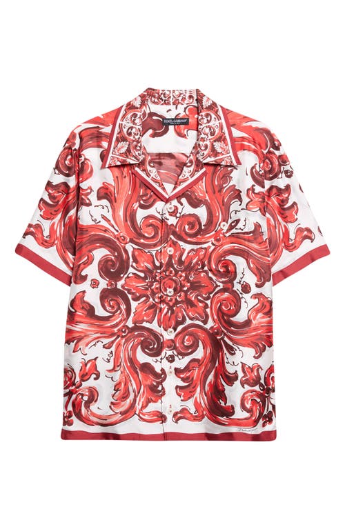 Dolce&Gabbana Dolce&Gabbana Majolica Print Short Sleeve Silk Button-Up Shirt