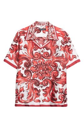 Dolce&Gabbana Dolce&Gabbana Majolica Print Short Sleeve Silk Button-Up Shirt