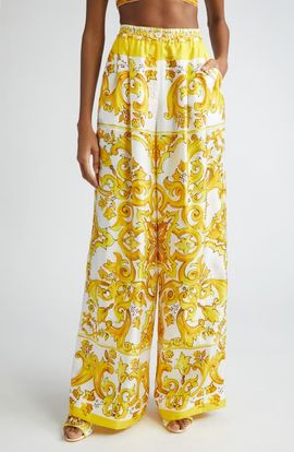 Dolce&Gabbana Dolce&Gabbana Majolica Print Silk Pajama Pants