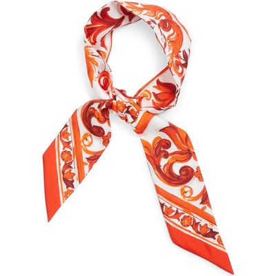 Dolce&Gabbana Dolce&Gabbana Majolica Print Silk Skinny Scarf