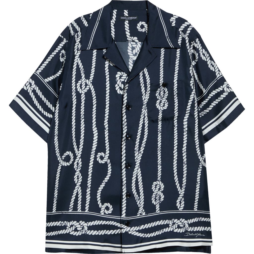 Dolce&Gabbana Dolce&Gabbana Marina Rope Print Washed Silk Twill Camp Shirt