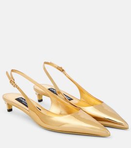 Dolce&Gabbana Dolce&Gabbana Metallic patent leather slingback pumps