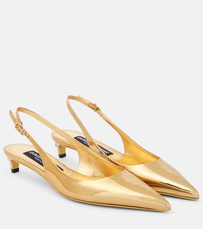 Dolce&Gabbana Dolce&Gabbana Metallic patent leather slingback pumps