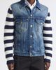 Dolce&Gabbana Dolce&Gabbana Mixed Media Stripe Wool & Cotton Denim Cardigan Jacket - 1